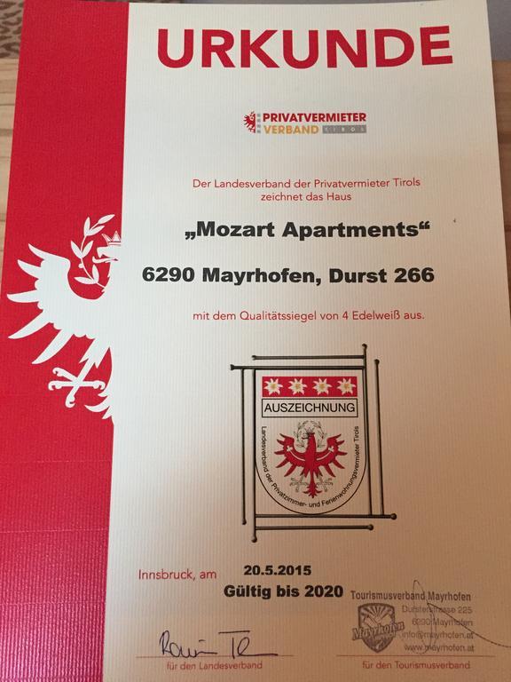 Apartment Mozart Mayrhofen Exteriör bild